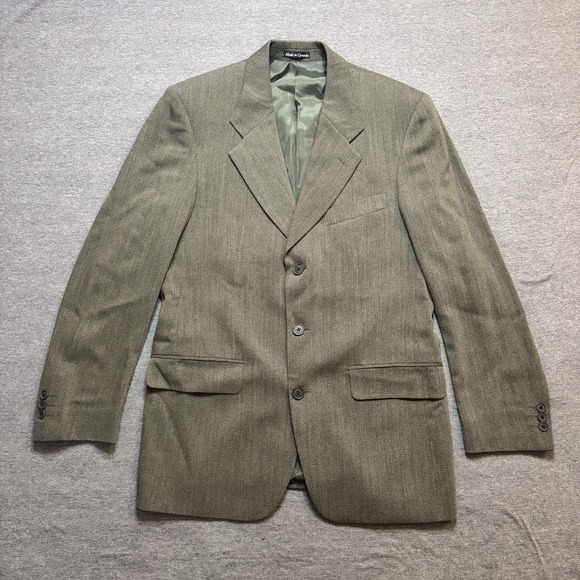 Vintage Yves Saint Laurent Olive Green Wool Blazer 40R Classic Tailored Jacket